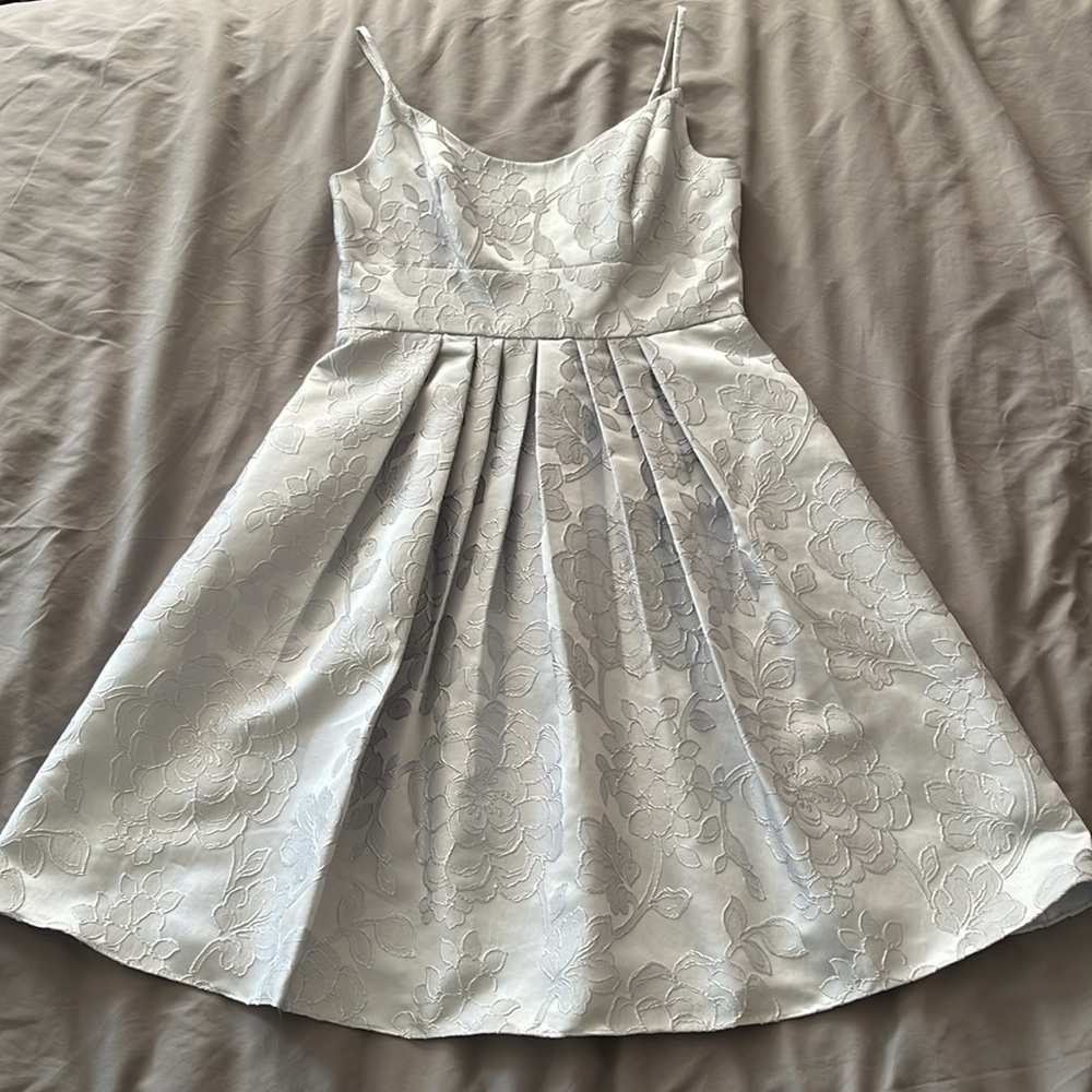 David's Bridal Light Gray Floral Prom Dress - Picture 7 of 8